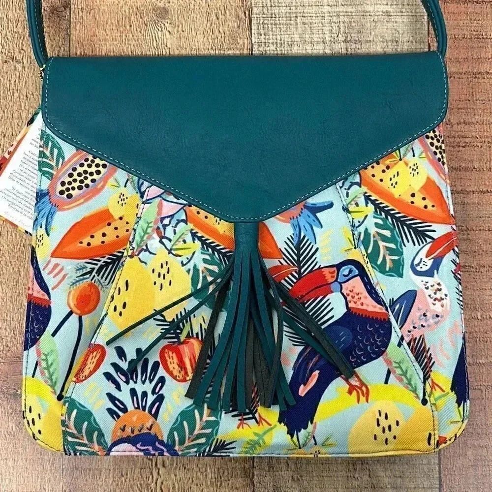 NWT Raquel Arana Crossbody Tropical Floral Bag Purse - Picture 2 of 9